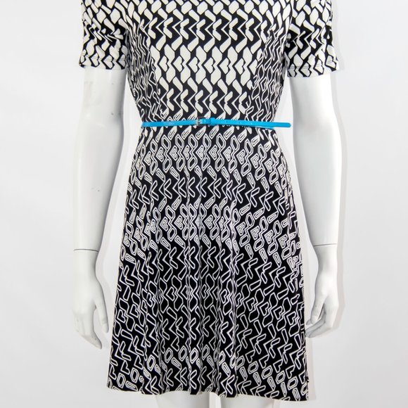 Casual Dress Womens Black White Striped Fit and Flare New - Picture 2 of 4